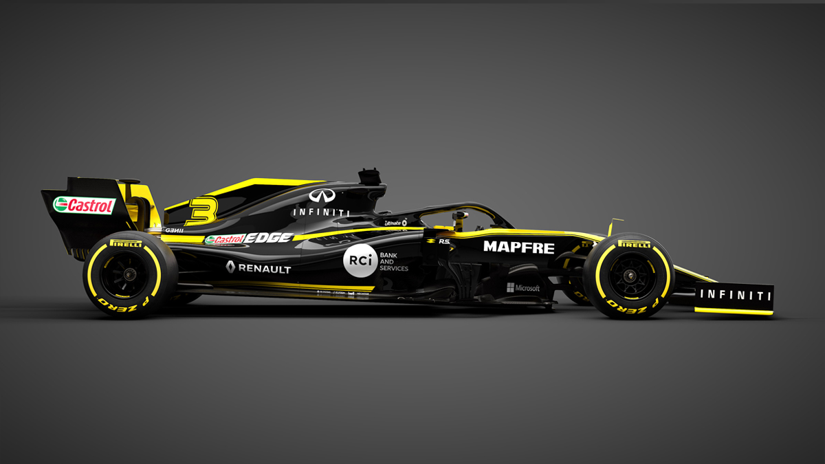 Renault Formula One Team - Логотипы Renault Formula One и партнеров на черном фоне